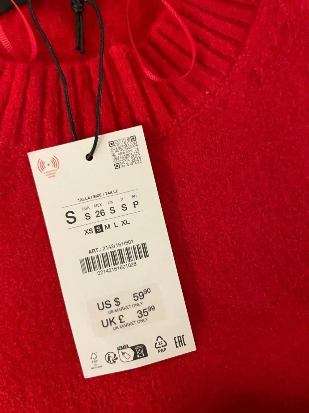 Zara Womens Sweater S Red Soft Knit Stretch Pullover Jumper Cozy 2142/161 NWT - Picture 6 of 15